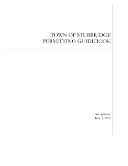 TOWN OF STURBRIDGE PERMITTING GUIDEBOOK
