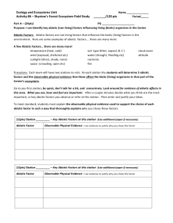 Ecology and Ecosystems Unit Activity 86 – Skyview`s Forest