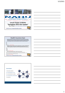 "Springtime 2015 ACA Update" Health Insurance Quiz