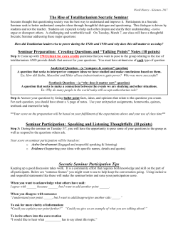 The Rise of Totalitarianism Socratic Seminar Seminar Preparation