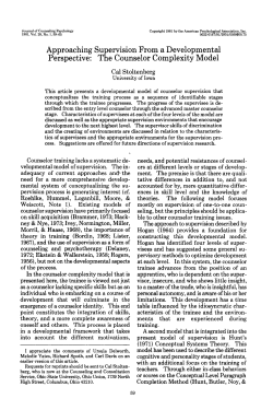 Approaching Supervision From a Developmental Perspective: The