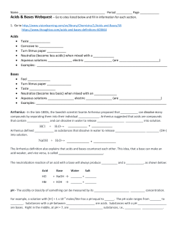 Acids &bull; Taste ______ &bull; Corrosive to &bull; Turn litmus paper ______