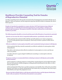Healthcare Provider Counseling Tool for Females of
