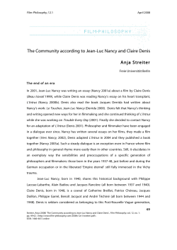 The Community according to Jean-Luc Nancy and Claire Denis Anja