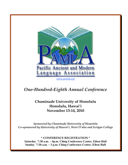 PAMLA 2010 Program  - Pacific Ancient and Modern
