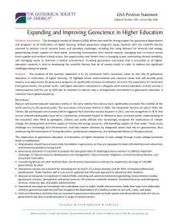 Expanding and Improving Geoscience in Higher Education