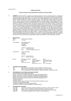 CURRICULUM VITAE Professor Graham E Powell BSc MPhil PhD