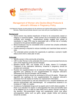 Management of Women who Refuse Blood Products