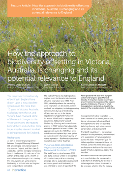 How the approach to biodiversity offsetting in Victoria, Australia, is