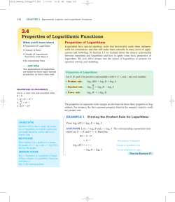 3.4 Properties of Logarithmic Functions