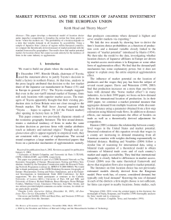 market potential and the location of japanese investment in the