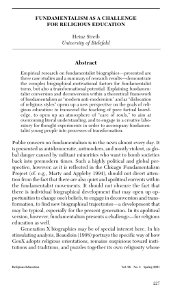 fundamentalism as a challenge for religious education