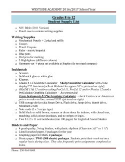 Grades 8 to 12 Student Supply List