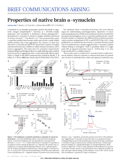 Properties of native brain &alpha;-synuclein