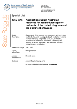 Special List - State Records of South Australia