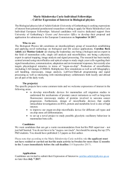 Marie Sklodowska Curie Individual Fellowships &ndash; Call for