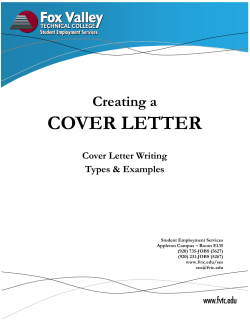 cover letter - Fox Valley Technical College