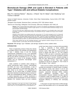Biomolecule Damage (DNA and Lipid) is Elevated in Patients with
