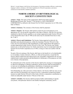 NORTH AMERICAN BENTHOLOGICAL SOCIETY CONSTITUTION
