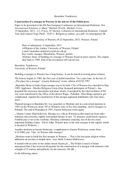 Construction of a mosque in Warsaw in the mirror of the Polish press