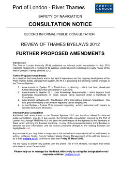 Thames Byelaws - Second Informal Public Consultation Notice