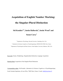 the Singular-Plural Distinction - Department of Psychological and