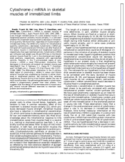 Cytochrome c mRNA in skeletal muscles of immobilized limbs