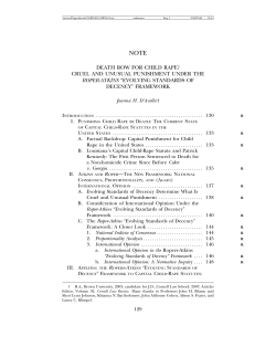 DEATH ROW FOR CHILD RAPE? CRUEL AND UNUSUAL