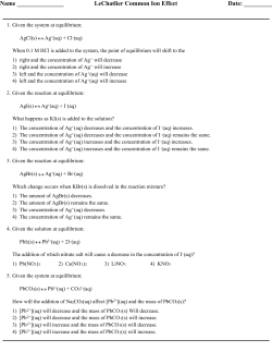 Common Ion Effect Questions
