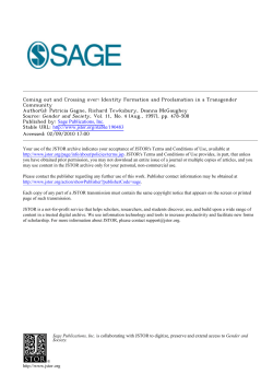 Coming out and Crossing over: Identity Formation and Proclamation