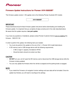 Firmware Update Version 1.05 for AVHX8850BT