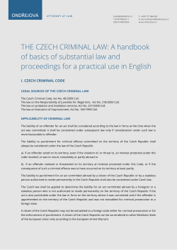 THE CZECH CRIMINAL LAW: A handbook of basics of substantial