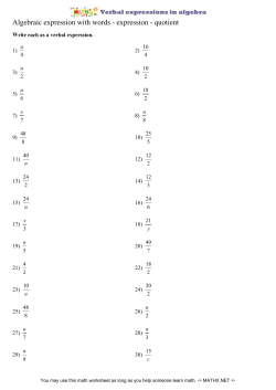 Algebraic expression with words - expression - quotient