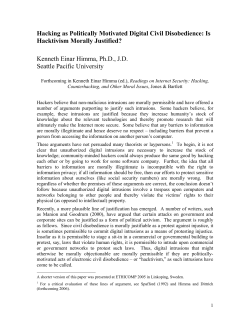 Hacking as Politically Motivated Digital Civil Disobedience: Is