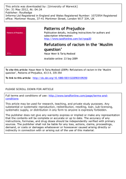 Refutations of racism in the `Muslim question`
