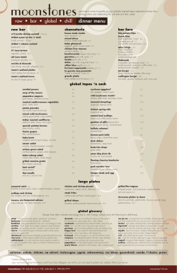 dinner menu - Moonstones