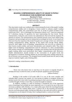reading comprehension ability of grade vi pupils of kinangay sur