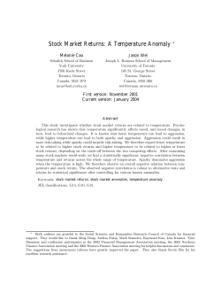 Stock Market Returns: A Temperature Anomaly &lowast;
