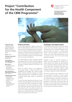 Contribution for the Health Component of the CBM Programme