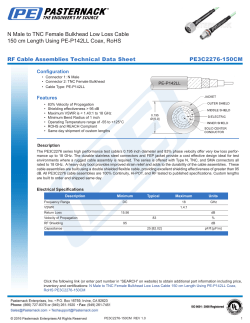 N Male to TNC Female Bulkhead Low Loss Cable 150 cm Length
