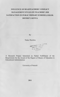 Influence Of Headteachers` Conflict Management Styles On
