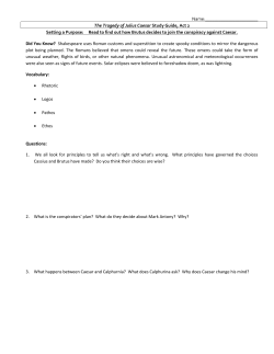 The Tragedy of Julius Caesar Study Guide, Act 2 Setting a Purpose