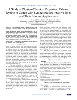 A Study of Physico-Chemical Properties, Exhaust Dyeing of