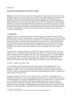 Erkki Luuk&dagger; A type-theoretical approach to