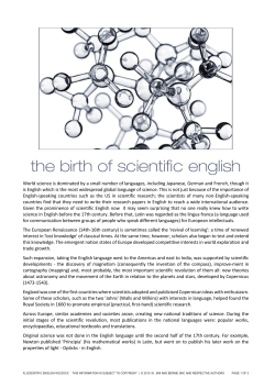 the birth of scientific english