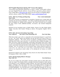 SCW English Department Spring 2017 Course Descriptions (If you