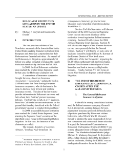 holocaust restitution litigation in the united states: an update