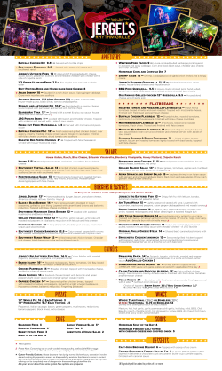 Dinner Menu - Jergel`s Rhythm Grille