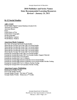 2010 Publisher and Series Names State Recommended Learning