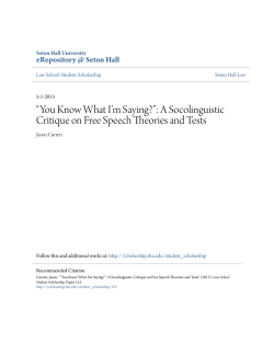 A Socolinguistic Critique on Free Speech Theories and Tests
